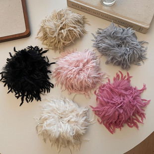 ins风高颜值蓬松鸵鸟羽毛发圈发绳超仙小众气质毛绒皮筋发饰头绳