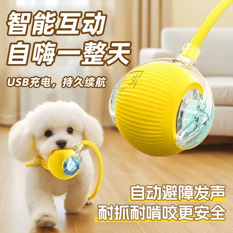 智能自动遛狗神器耐咬自嗨解闷电动宠物小型互动玩具小狗跳跳球