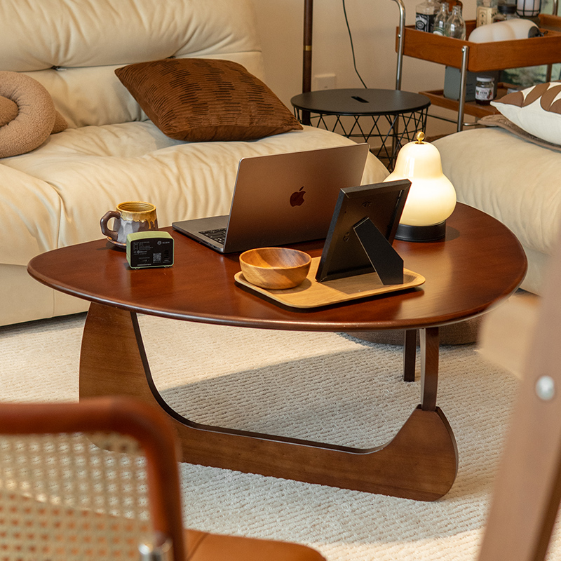 中古风胡桃木色实木茶几客厅家用小户型高级极简沙发原木矮边桌子