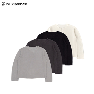 IN EXISTENCE存世26SS天丝羊毛混纺开领法式华夫格针织长袖打底衫