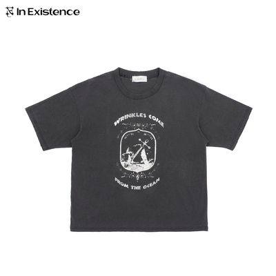 IN EXISTENCE存世 26SS 「送王船」水洗做旧单缝线复古印花短袖