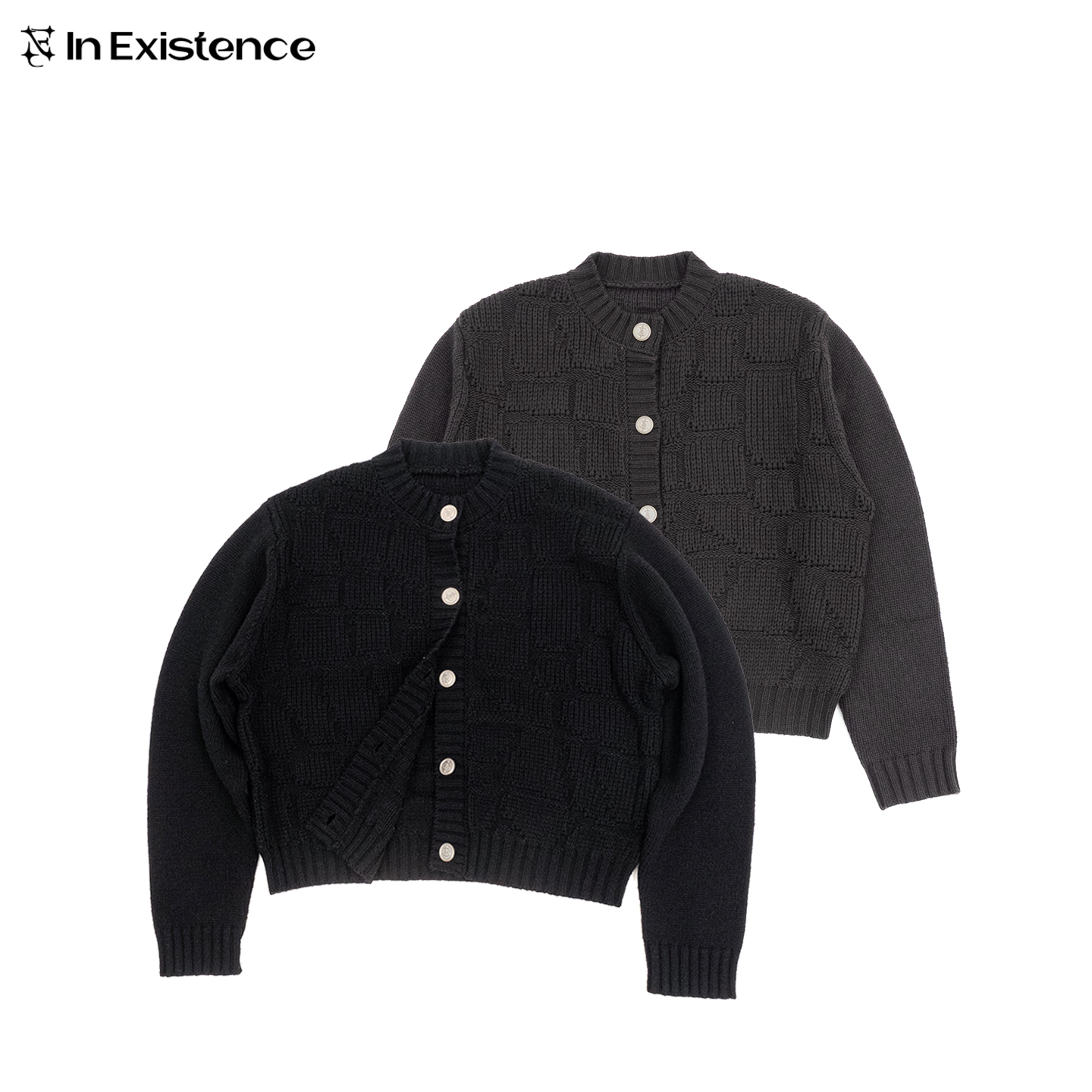 IN EXISTENCE存世25FW「鳞」澳羊毛混纺粗支蛇纹提花银币开衫毛衣