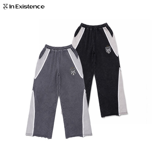 IN EXISTENCE存世 26FW 复古拼色水洗刺绣宽松破坏队徽卫裤