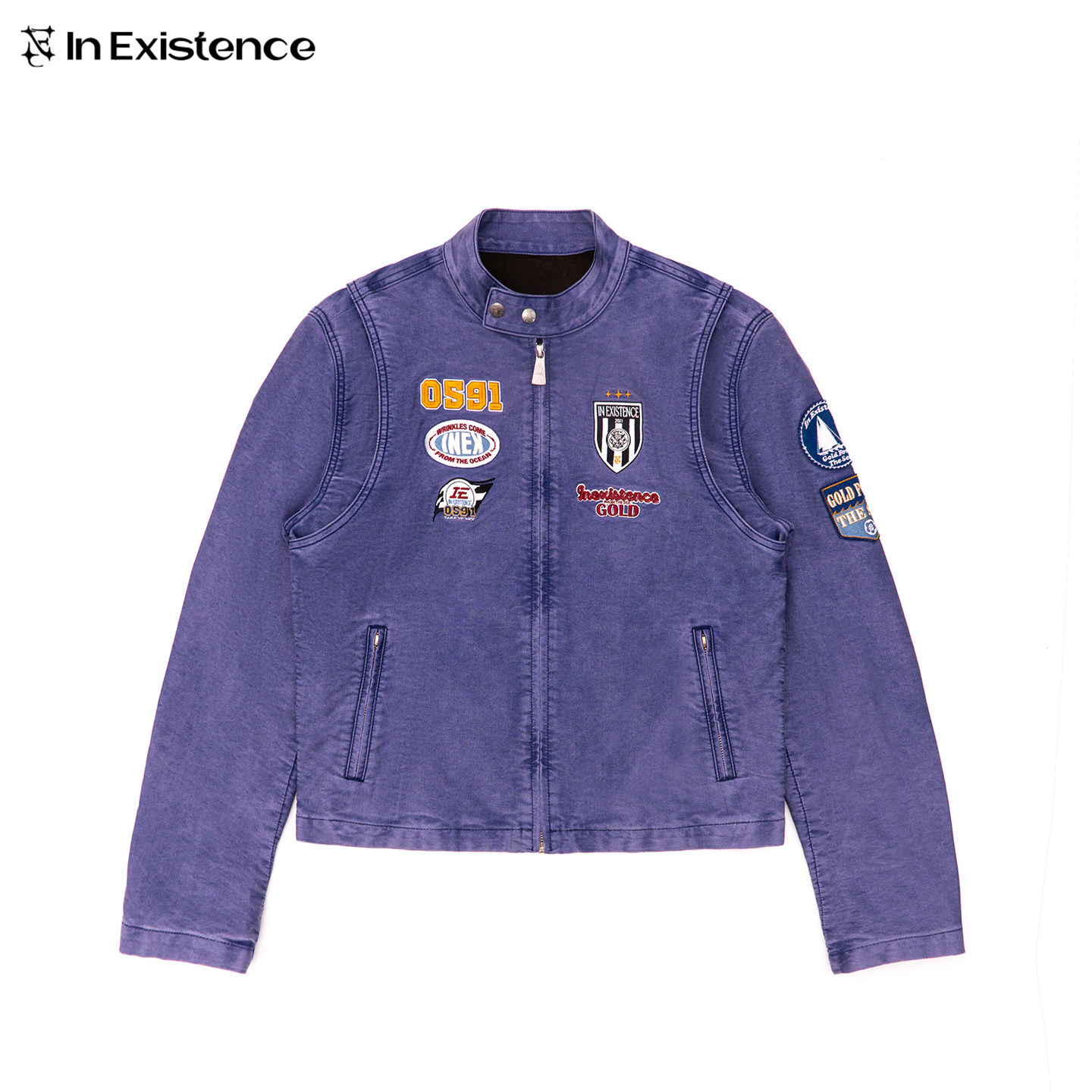 IN EXISTENCE存世 26FW 成衣染色匹马棉水洗刺绣勋章鼹鼠皮夹克图片