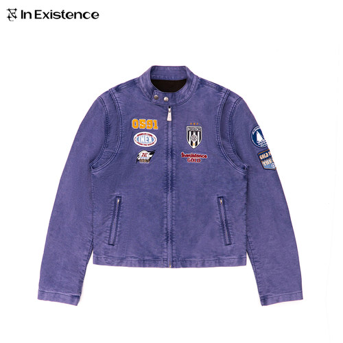 IN EXISTENCE存世 26FW 成衣染色匹马棉水洗刺绣勋章鼹鼠皮夹克