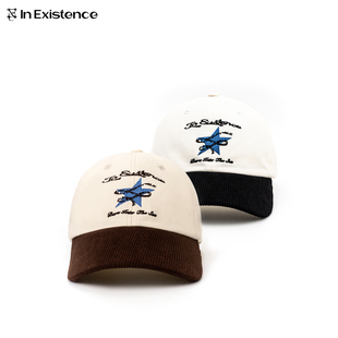 IN EXISTENCE 存世25FW「锚」灯芯绒拼接刺绣六片式弯檐棒球帽