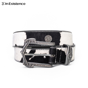 IN EXISTENCE存世26SS「星芒」头层牛皮复古奶牛纹胎牛毛银币腰带