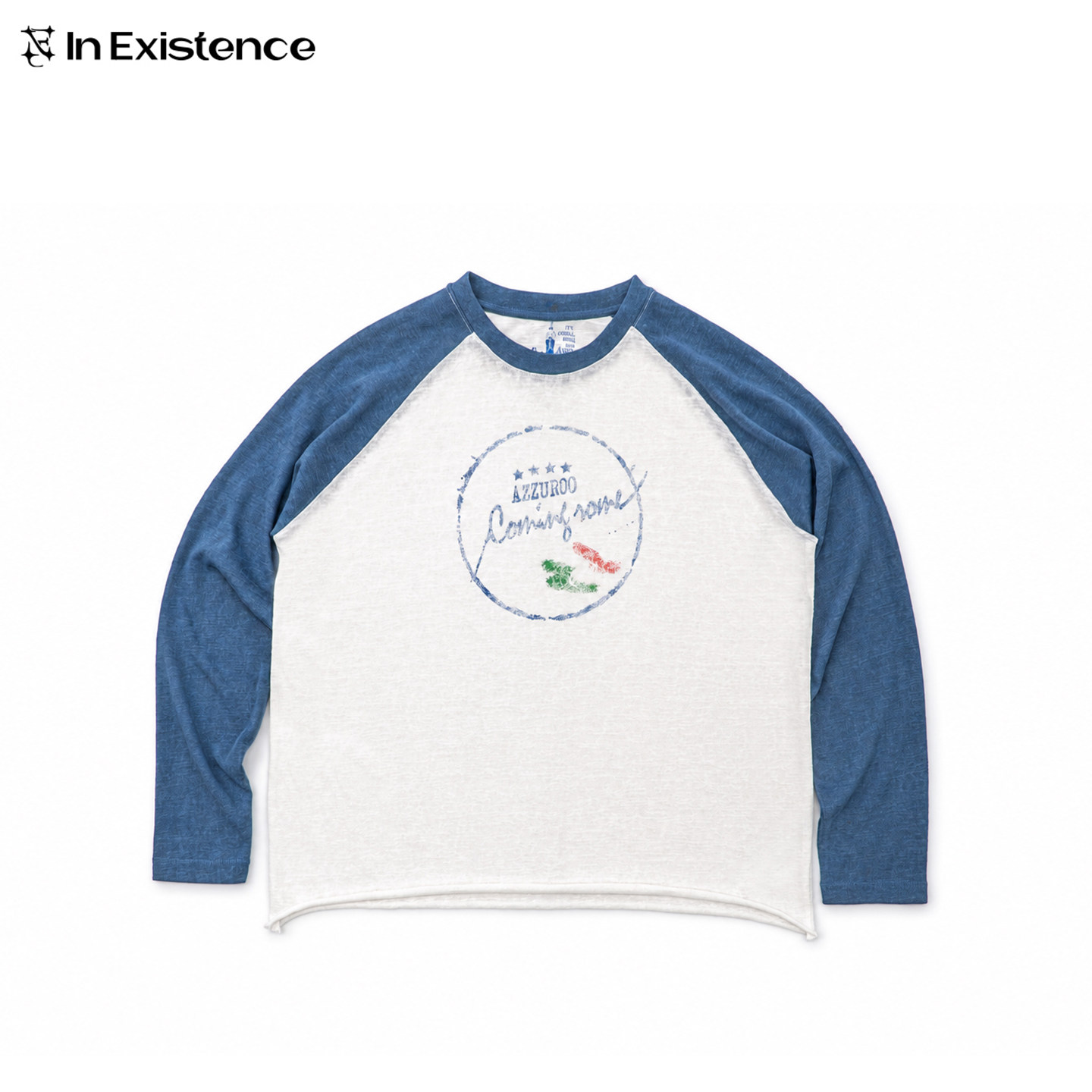 IN EXISTENCE存世 26FW「Azzurro」拼色印花复古插肩长袖罩衫