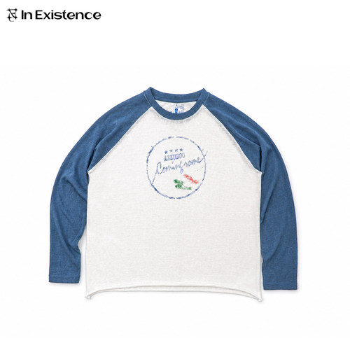 IN EXISTENCE存世 26FW「Azzurro」拼色印花复古插肩长袖罩衫