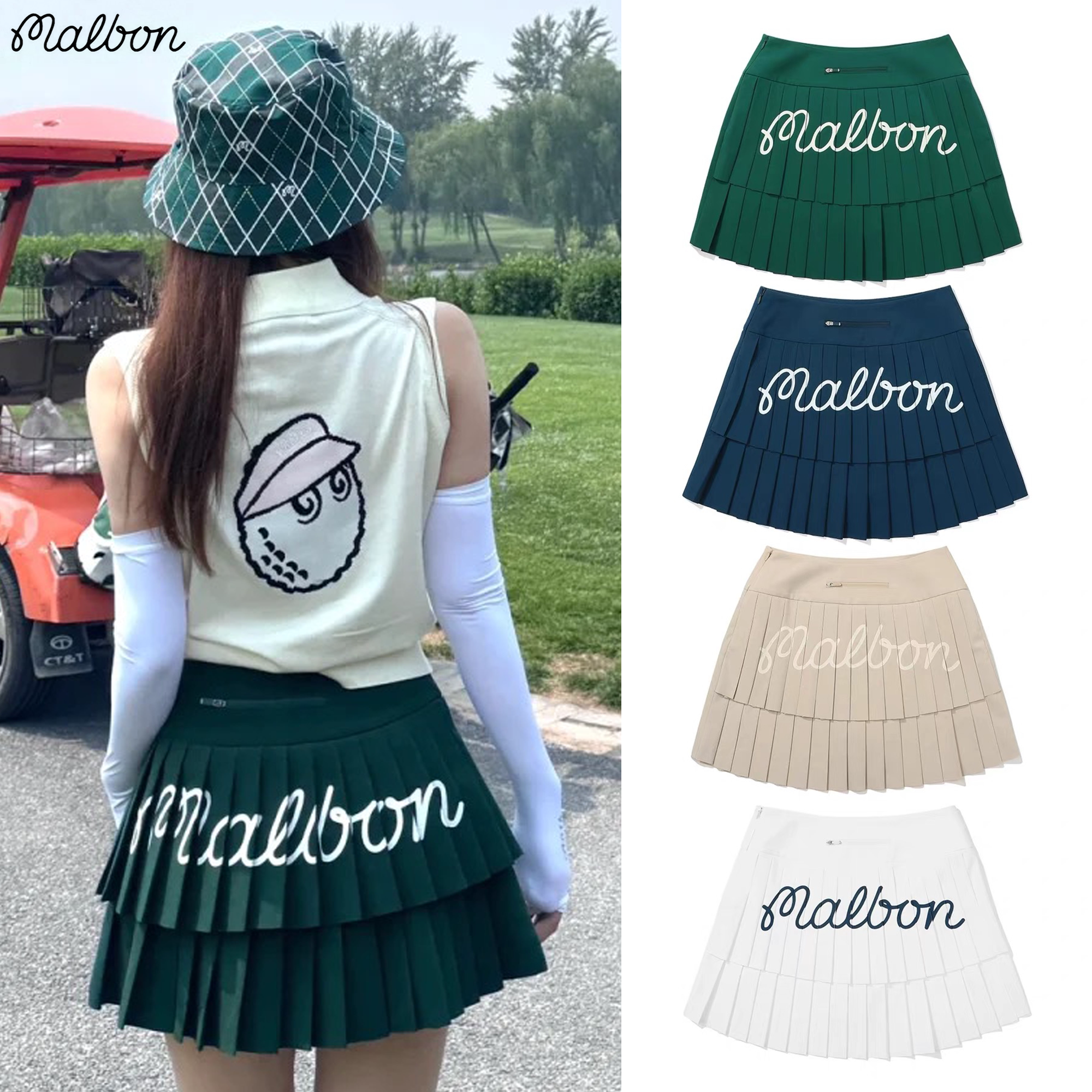 春夏MALBON高尔夫女装防走光短裙