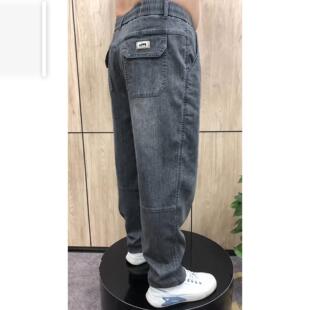 老爹裤 休闲裤 弹力大码 春秋季 百搭中年宽松直筒裤 男士 牛仔裤 哈伦裤