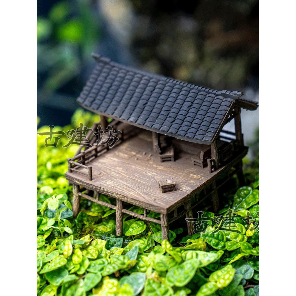 古建筑工坊鱼缸景观微景观盆景假山古风建筑凉亭3D打印树脂装饰模