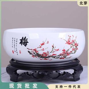 大号铜钱草花盆陶瓷水仙花盆睡莲碗莲绿萝无孔金钱水培盆