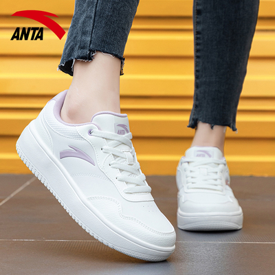 安踏小白鞋系带女低帮板鞋