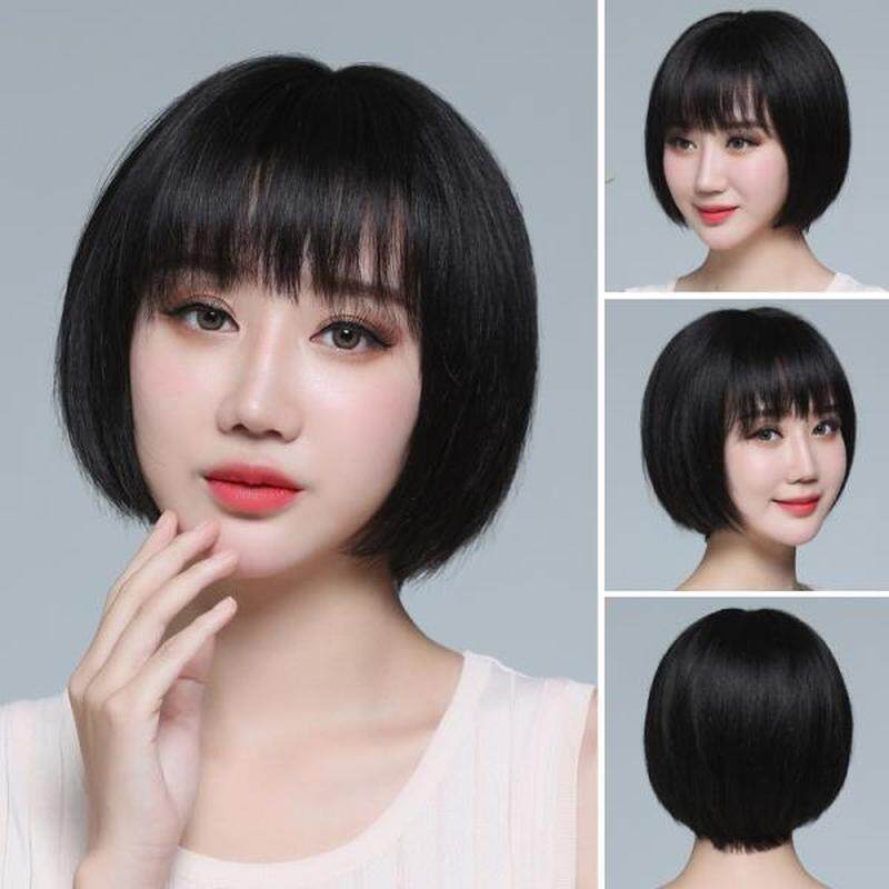 正品假发女短发波波头圆脸全头套逼真修脸时尚妈妈款直发全真发假
