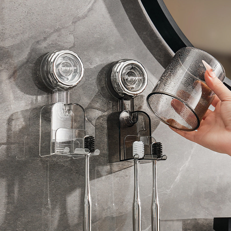 吸盘牙刷置物架刷牙杯卫生间电动牙刷架子壁挂免打孔洗漱口杯套装