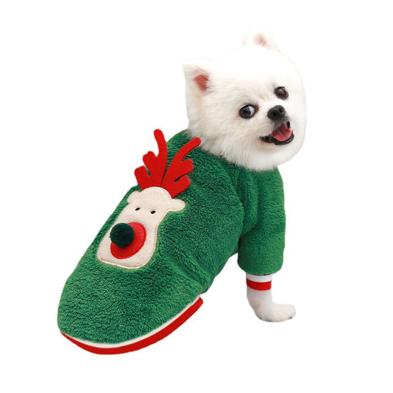 宠物圣诞服饰珊瑚绒狗狗卫衣爱犬外出圣诞衣服猫咪两脚用品