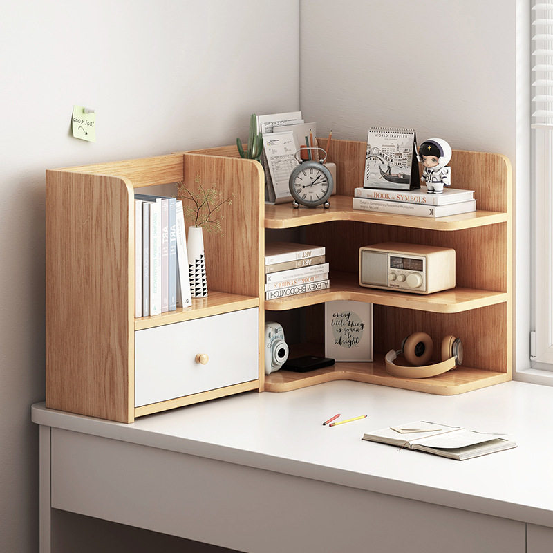 桌面转角书架置物架客厅卧室电脑桌上小书柜简易靠墙化妆品收纳架