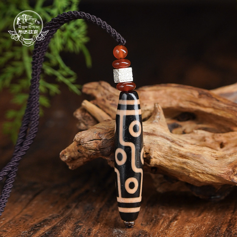 포탈라 궁 9 눈 DZI 구슬 티베트 매는 밧줄 남자와 여자의 목걸이 전송 구슬 펜던트 마노 실버 펜던트