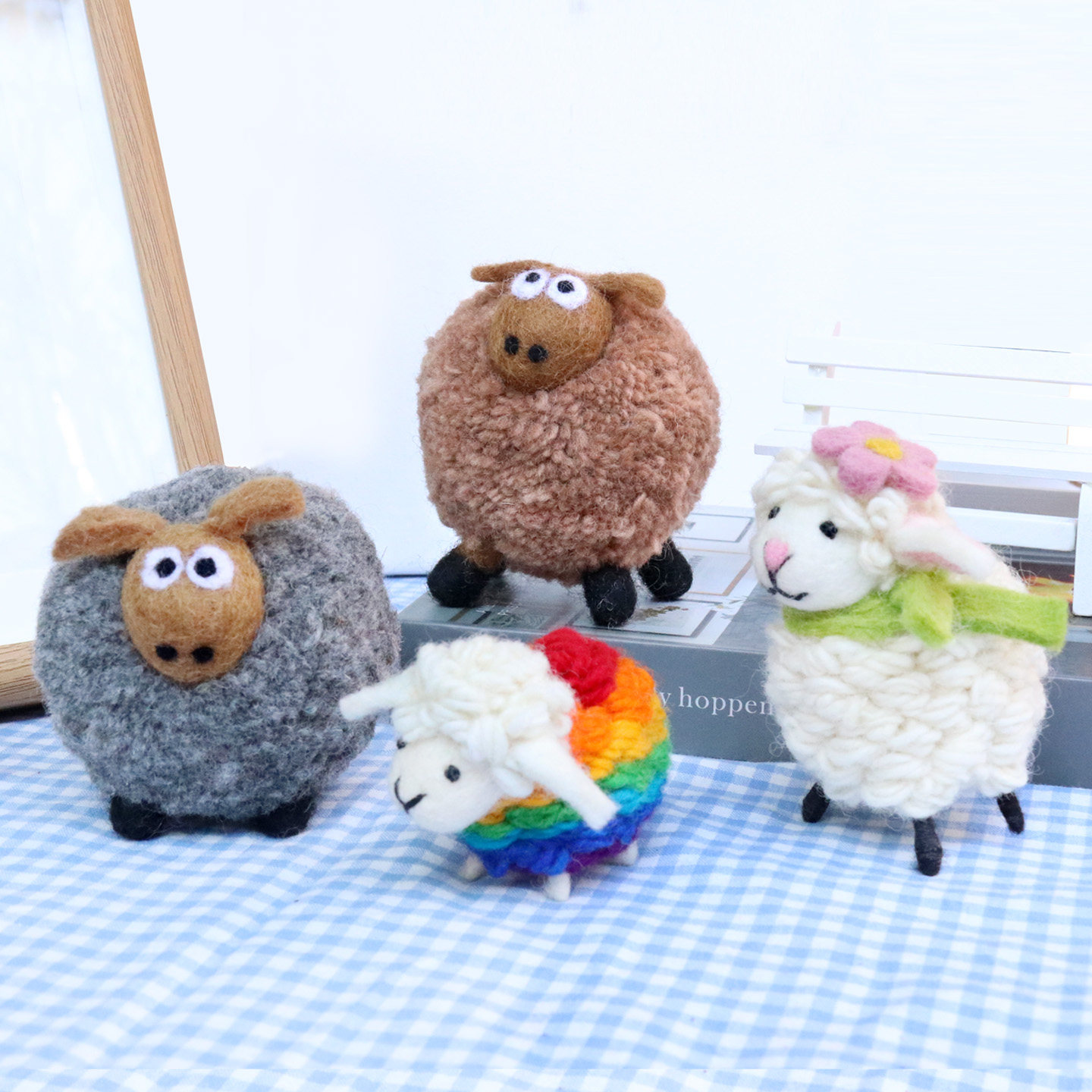 新款尼泊尔手工羊毛毡可爱小绵羊咩咩立体动物玩偶家居桌面小摆件