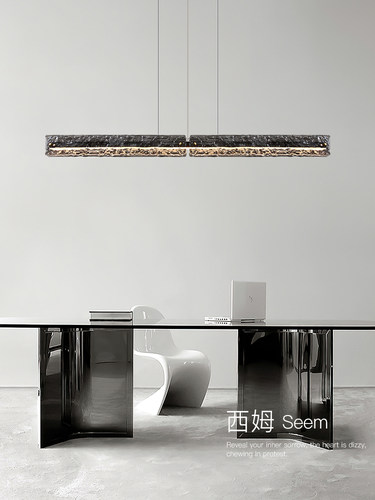 全铜轻豪华餐厅吊灯，简约创意设计，高端酒吧岛餐桌，长玻璃吊灯