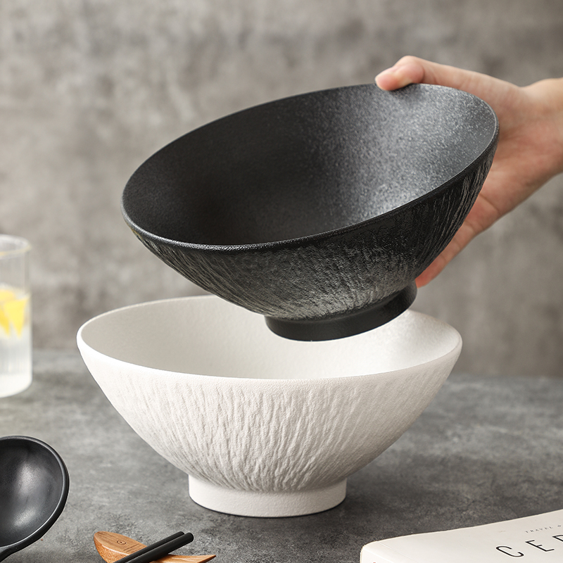 陶瓷碗黑色斗笠碗面碗商用