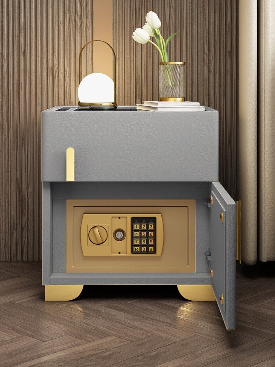 芝华士智能床头柜保险箱多功能一体柜密码锁无线充带灯卧室床边柜