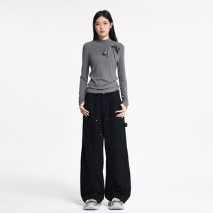 美式复古阔腿伐木工装裤男女宽松直筒设计感潮流休闲裤