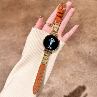 秋冬新款适用华为GT6表带满天星钻拼荔枝纹GT5智能手表带GT4皮质GT3女款watchgt6女士watch5/4/3pro专用GT2E