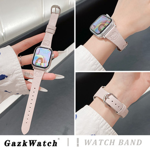 新款kitty猫适用iwatchs10表带applewatch9苹果手表带se真皮s8皮质iphonewatchs7女款s10秋冬季42mm/46高级感