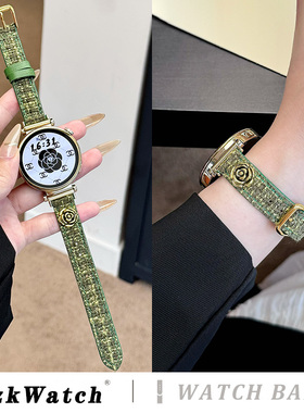 山茶花适用华为GT6/GT5手表表带GT4真皮GT3女款watch4pro新款GT2pro皮质watch3pro秋冬41mm女士5Pro荣耀E专用