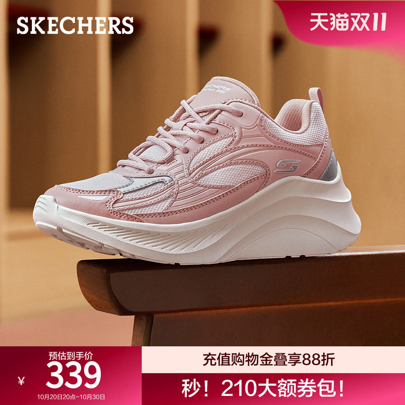 斯凯奇女鞋轻便舒适休闲运动鞋时尚通勤厚底增高妈妈鞋秋季新款
