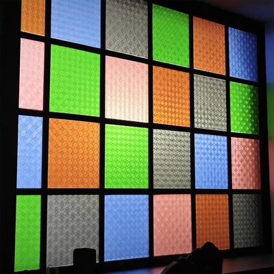 满洲窗贴膜海棠花压花彩色艺术玻璃纸旧古中式屏风隔断门窗防窥膜