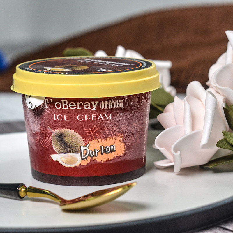 杜佰瑞冰淇淋网红榴莲味小杯装125ml*6杯冰激淋原装进口冷饮雪糕