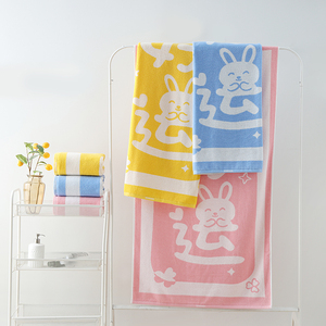 儿童浴巾纯棉家用男女宝宝小孩洗澡柔软吸水卡通 可爱女全棉加厚