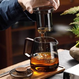 泡茶壶茶水分离玻璃茶具单杯家用主人杯耐高温大容量茶具套装 日式