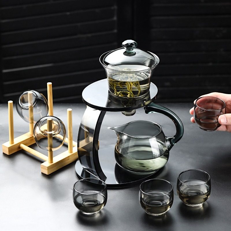 高端玻璃茶具套装磁吸自动泡茶登高懒人茶具茶盘家用整套功夫茶壶