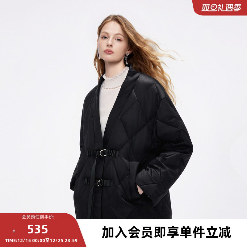 COCOON/可可尼菱格绑带羽绒服