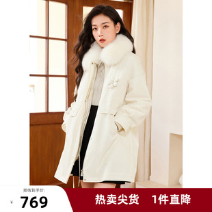 简约大气可拆卸毛领宽松羽绒服 可可尼COCOON纯色外套24冬新款