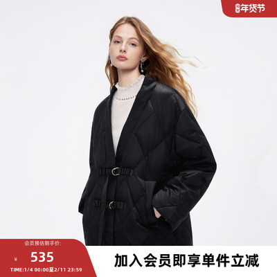 COCOON/可可尼菱格绑带羽绒服