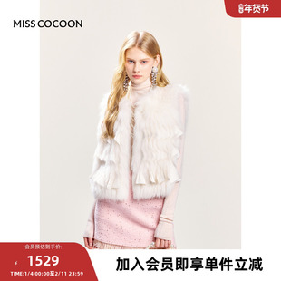 MISSCOCOON皮草女冬季新款狐狸毛保暖外套女款大衣