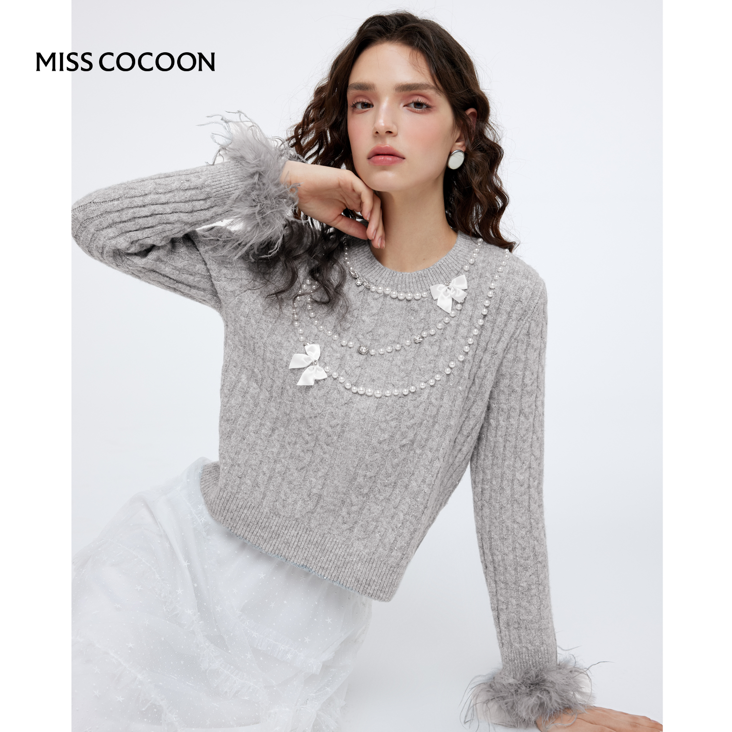 【侯允儿限定】MISSCOCOON法式圆领针织衫女