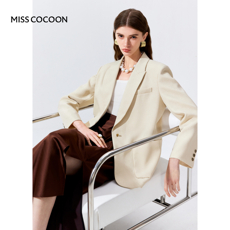 【呼呼专享】MISSCOCOON通勤仿羊毛西装外套