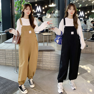 大码孕妇秋冬装韩版显瘦背带裤网红潮妈连体裤托腹工装长裤200斤