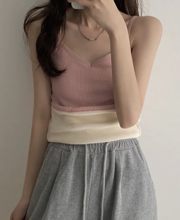 ins纯色细肩带软糯加绒保暖防走光吊带背心D 降温bi入 2件装
