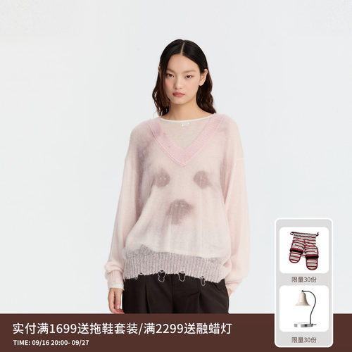 REVAN芮范设计师款可爱小狗印花双层毛衫RM90601050