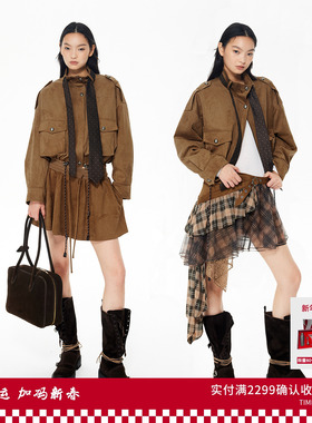 【曾可妮同款】REVAN芮范琥珀流光风波点领带夹克棉服RL92701021