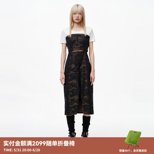 REVAN芮范2023夏季 设计师款 甜酷辣妹风迷彩连衣裙RN32404240 新品