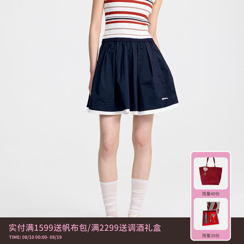 【刘些宁同款】REVAN芮范高智感学院撞色短裙RL31501339
