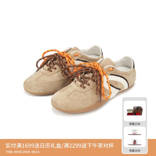 REVAN芮范设计师款复古拼色绑带反绒牛皮擦色休闲鞋RK3P010506